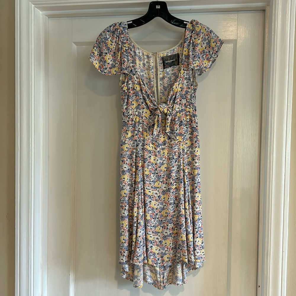 Reformation Elio purple yellow floral dress size 4